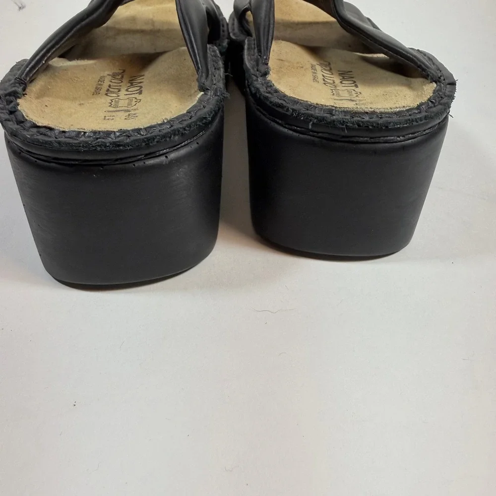 Naot Black Leather Wedge Slide Sandals Comfort Shoes Womens EU 40 US 9-9.5